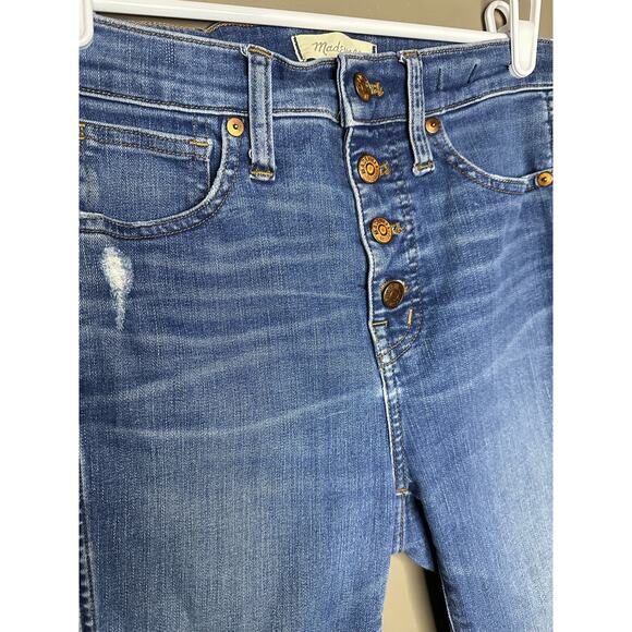 Madewell 10 Inch High-Rise Skinny Button Fly Slight Distress Denim Jean Size 26 - Picture 4 of 12